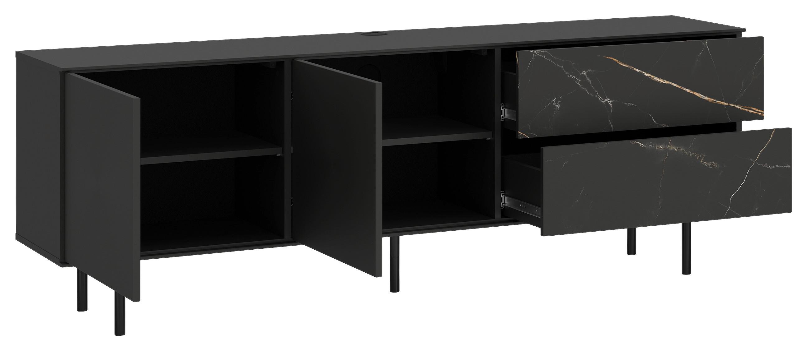 MEDIABÄNK VALEA - svart, Modern, trämaterial (180/64/42cm) - Premium Living