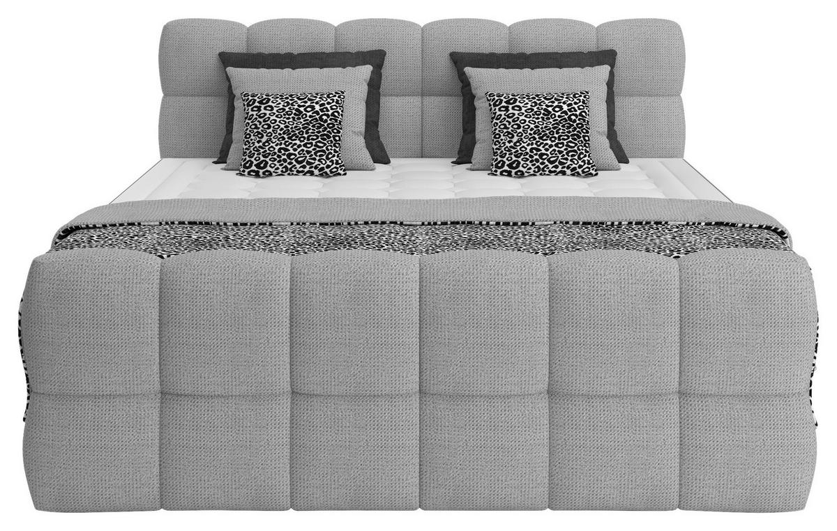 Boxspring Krevet Brisbane - svijetlo siva/crna, Trend, drvni materijal/drvo (180/200cm) - Premium Living