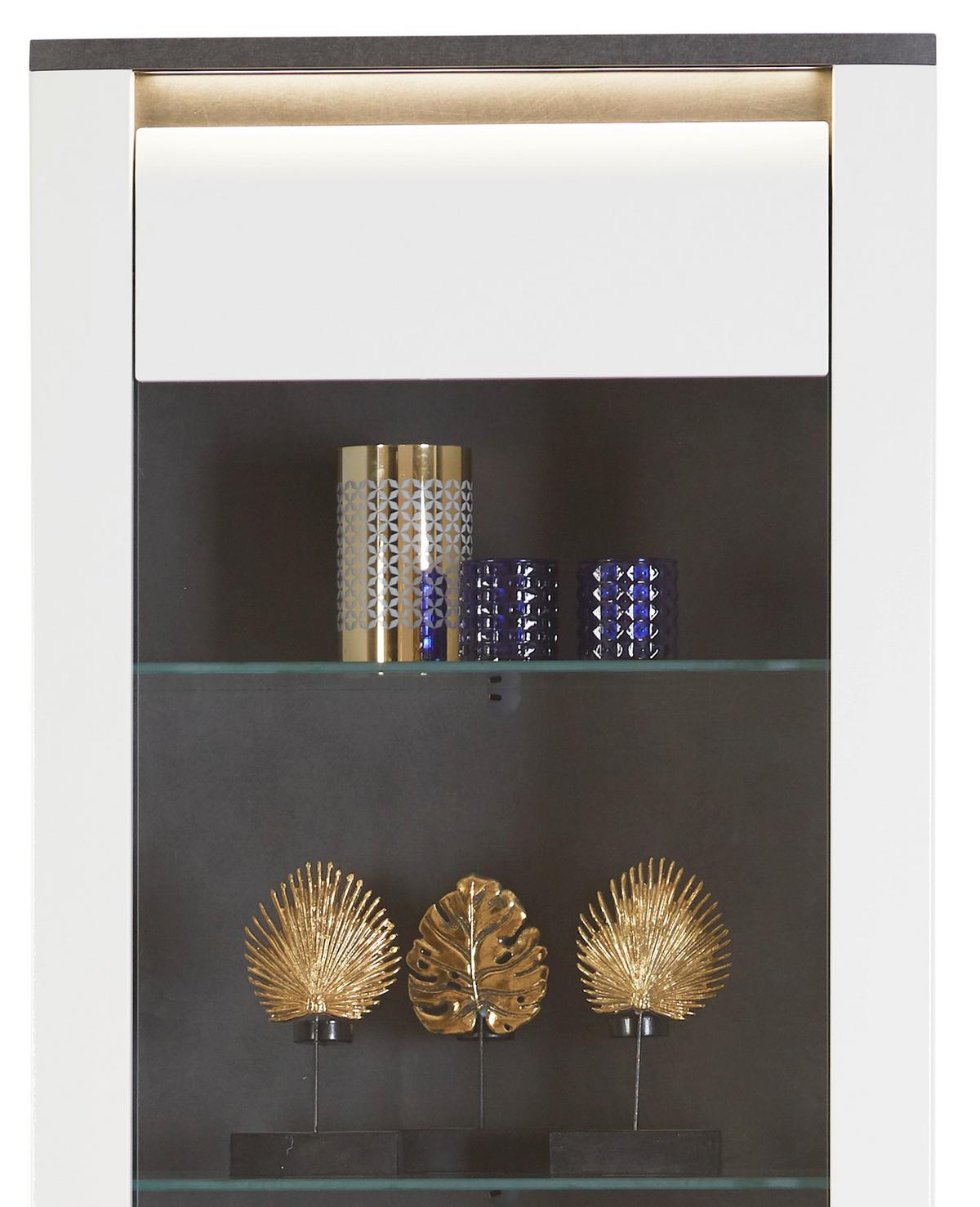 Vitrina Alassio - barve kroma/črna, Moderno, kovina/umetna masa (61,7/200/37,5cm) - Premium Living