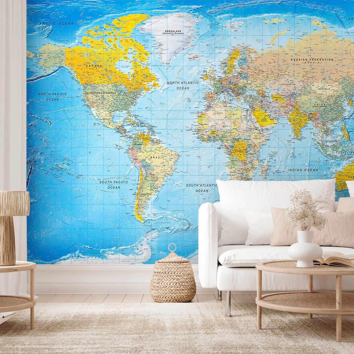 Fototapeta World Classic Map, 150x105cm - večbarvno, Trendi, tekstil (150/105cm) - artgeist