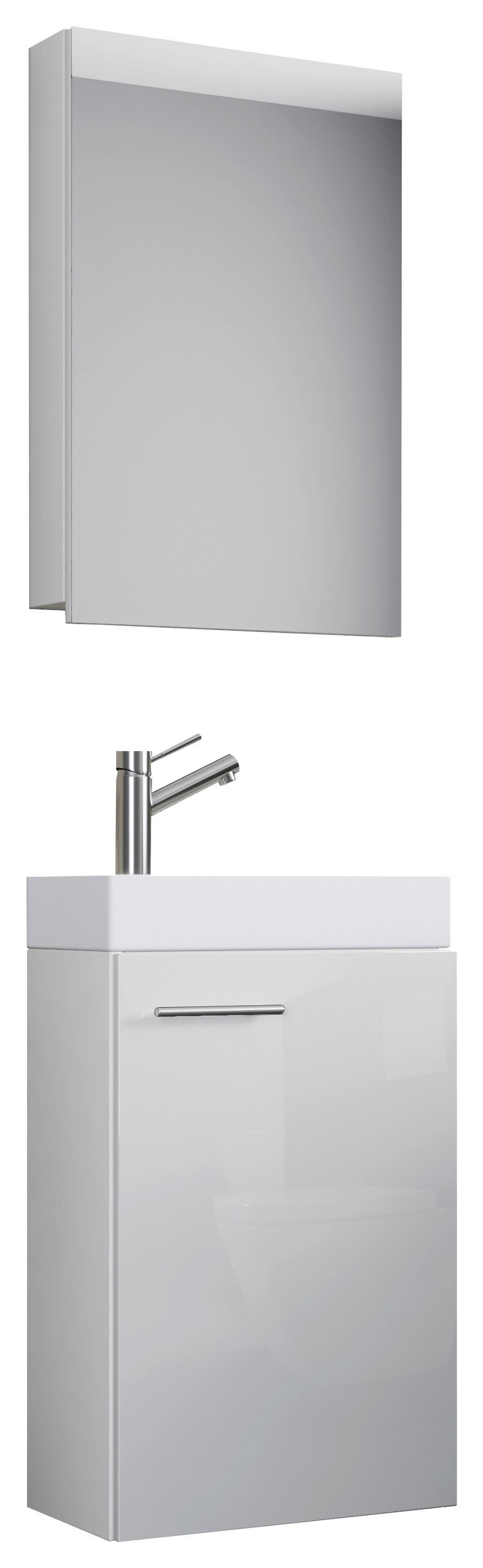 Gästebad Slito 3-tlg. ca. 41 cm Weiß - Weiß, KONVENTIONELL, Keramik/Holzwerkstoff (41cm) - MID.YOU