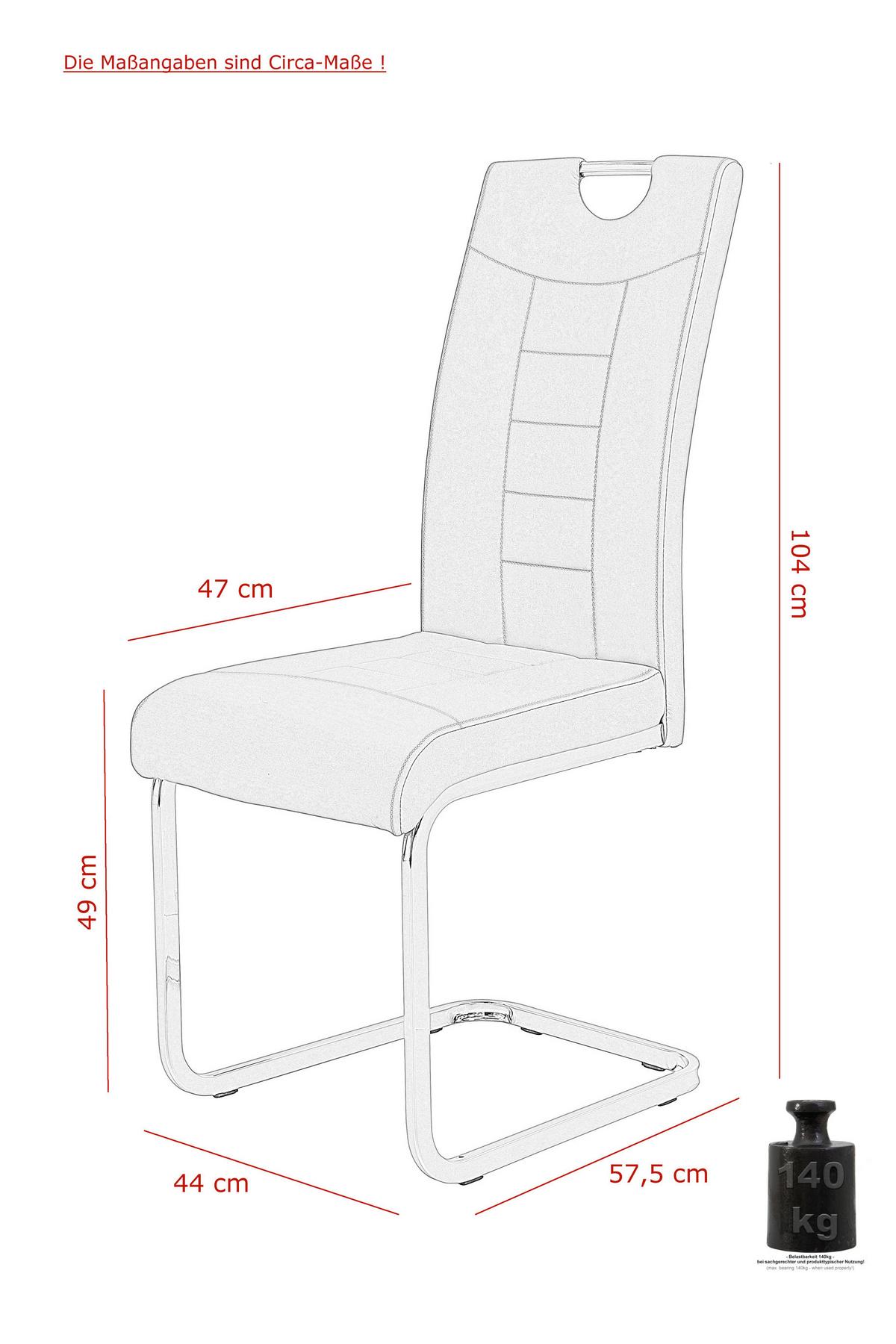 Schwingstuhl 2er-Set Ruby S Cappuccino gepolstert - Chromfarben/Weiß, MODERN, Textil/Metall (44/104/57,5cm) - MID.YOU