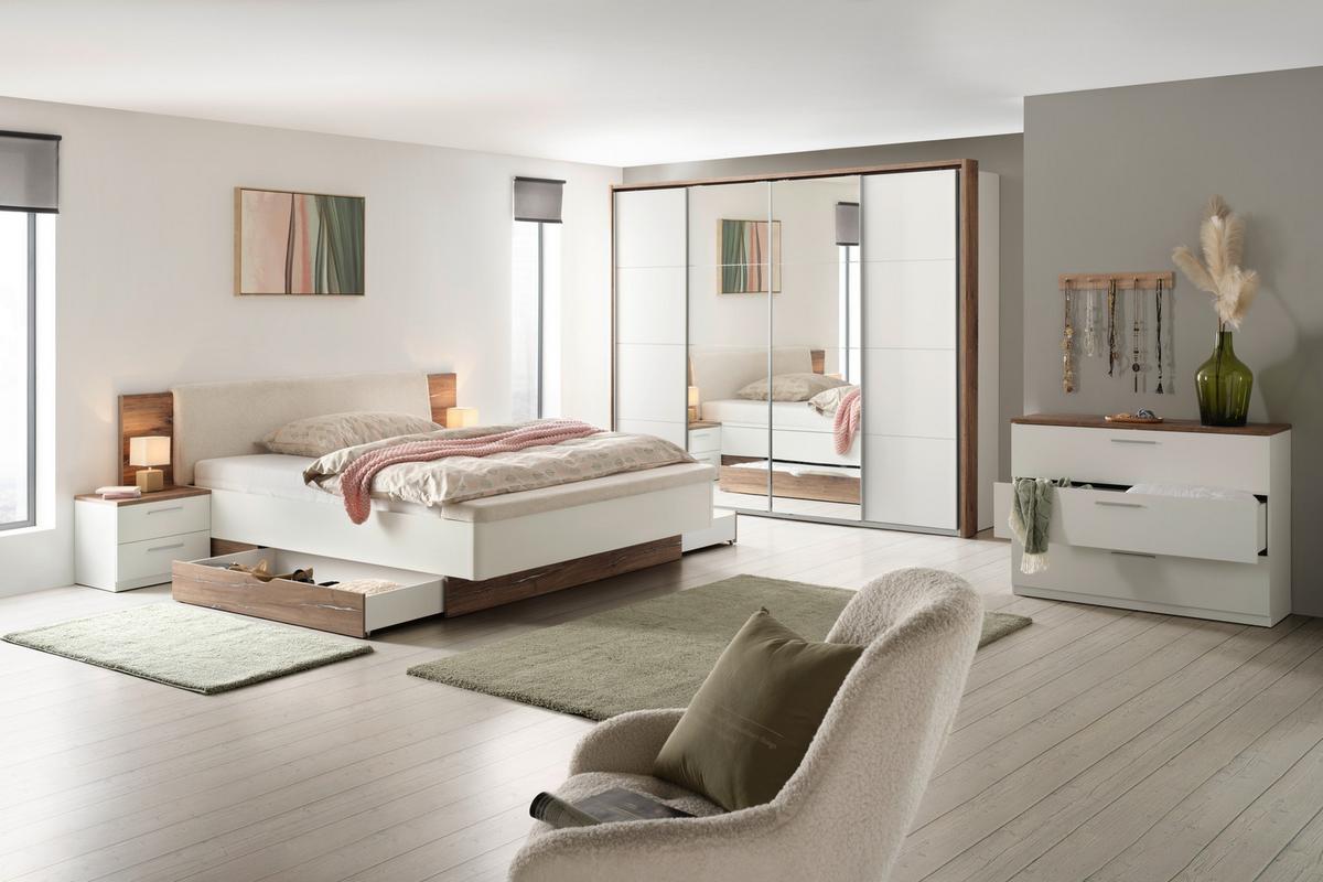 Schwebetürenschrank in Weiss - Weiss/Alufarben, Konventionell, Holzwerkstoff/Metall (270/226/60cm) - Premium Living