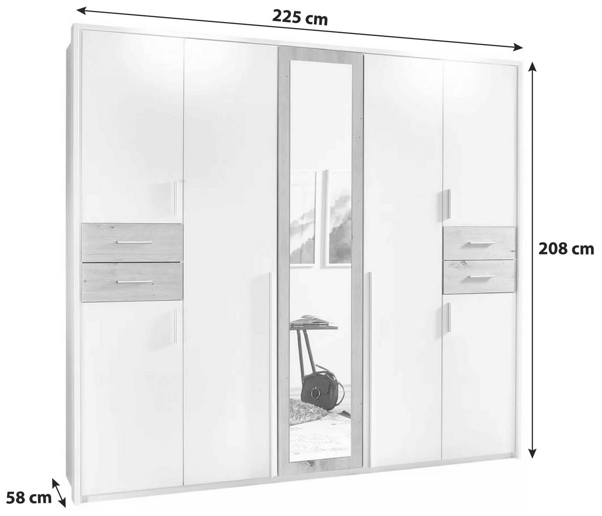 Ormar S Klasičnim Vratima Vegas - bijela/srebrne boje, Basics, drvni materijal (225/208/58cm) - Modern Living