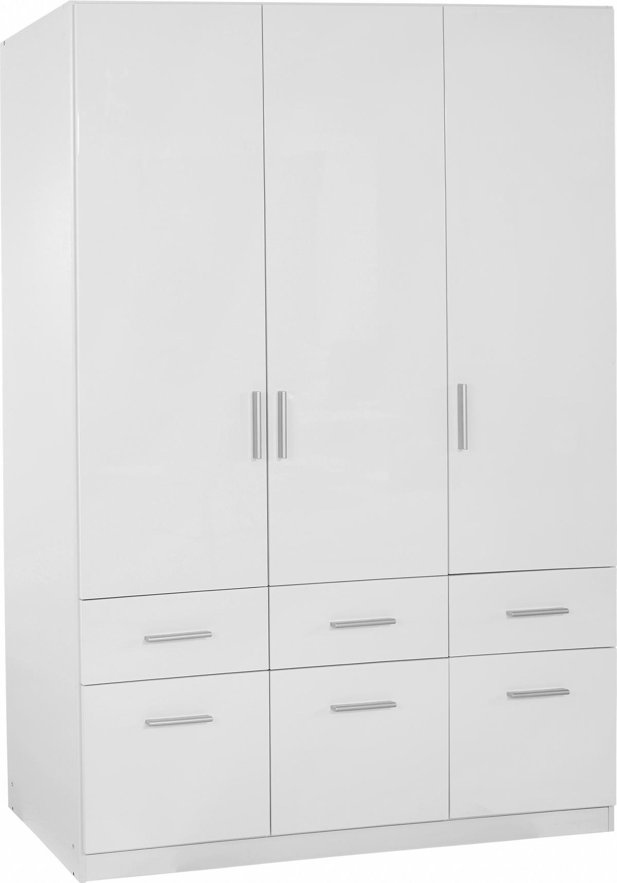 Dulap de haine Celle - alb/alb lucios intens, Modern, lemn (136/197/54cm)