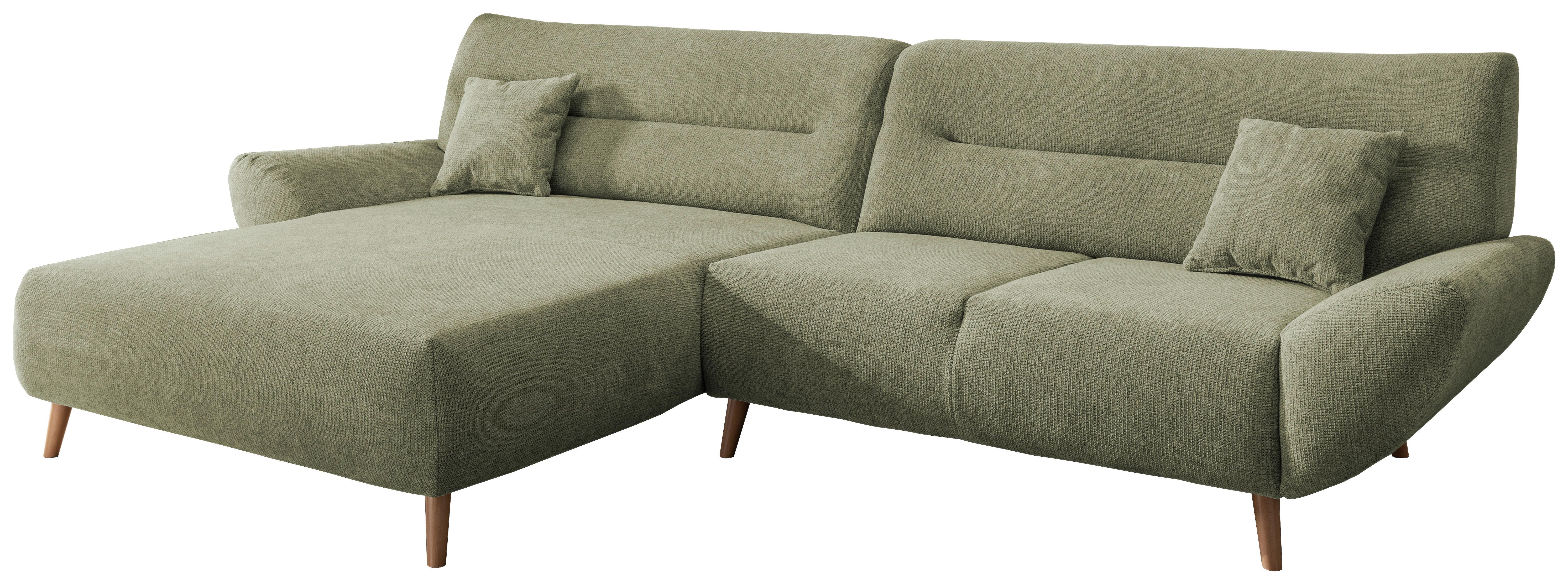 Wohnlandschaft Drago Grün Chenille - Wildeiche/Grün, MODERN, Holz/Textil (166/290cm) - P & B