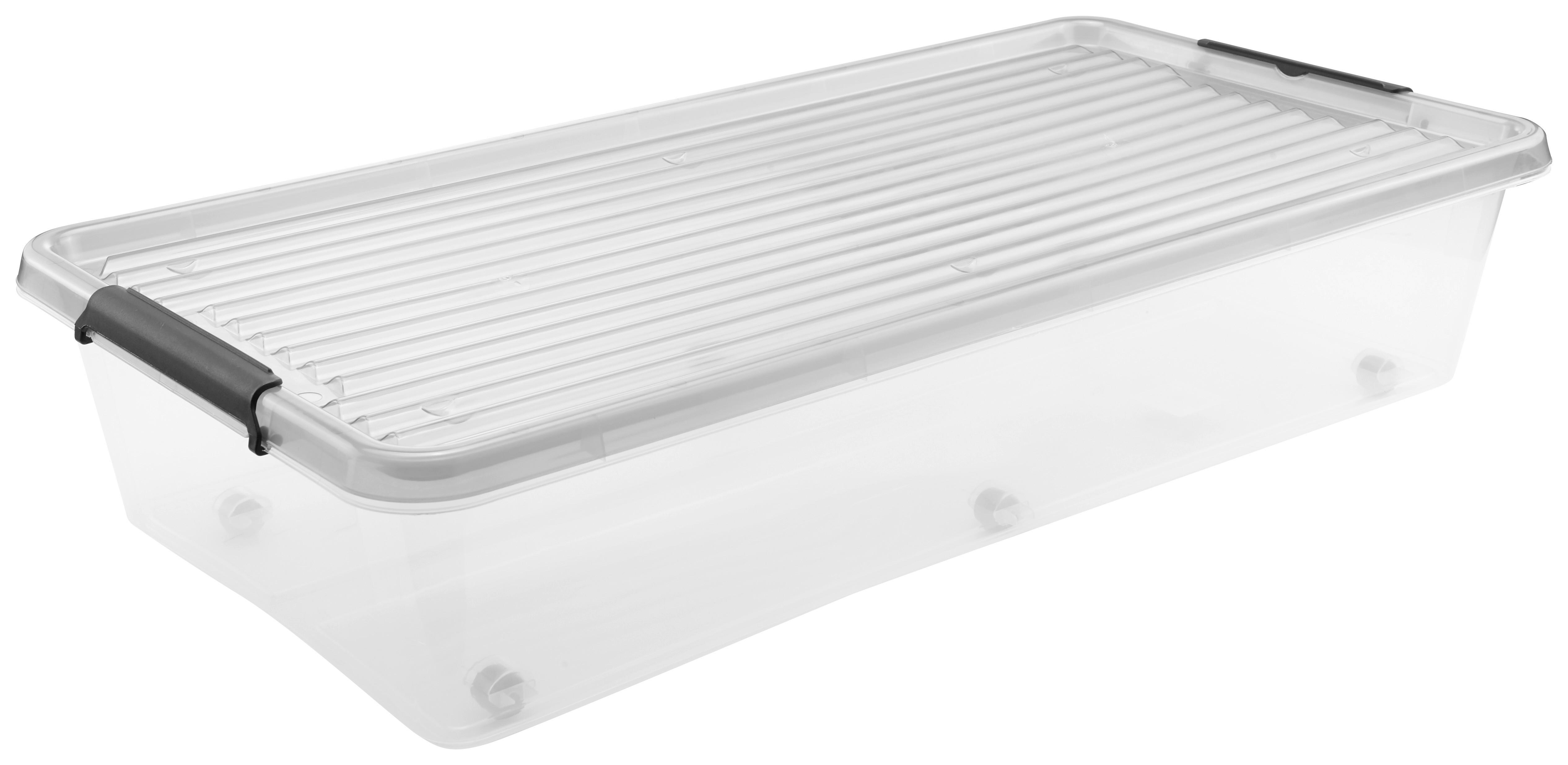 Ladă depozitare sub pat Rita - negru/transparent, Konventionell, plastic (76/39/16,5cm) - Mömax