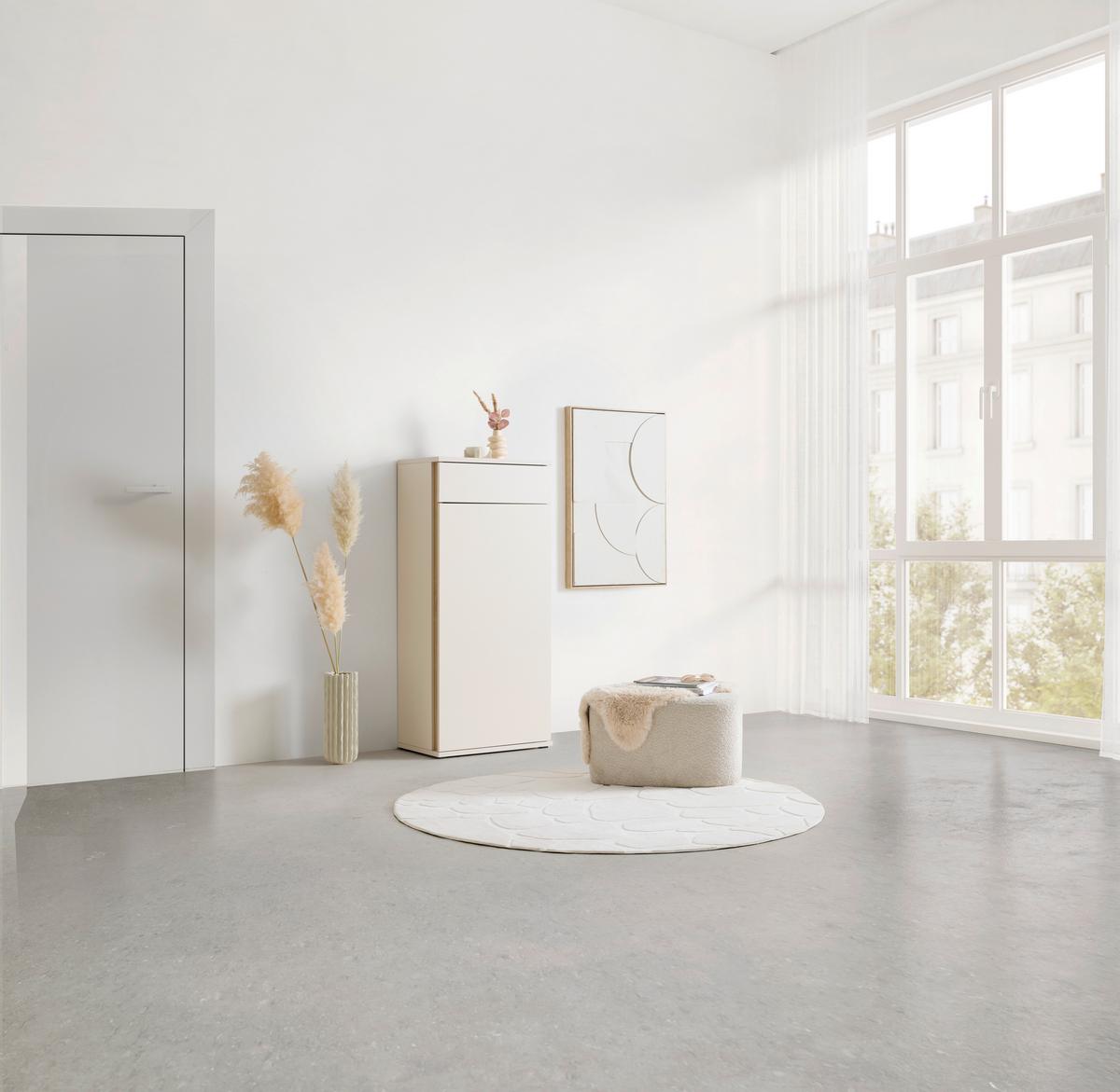 Schuhschrank Antonio Creme/Eichefarben - Eichefarben/Creme, MODERN, Holzwerkstoff/Kunststoff (61/133/38cm) - Mömax