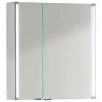 Spiegelschrank LED-Line 2 türig ca. 61x67 cm Weiß - Alufarben/Weiß, MODERN, Glas/Holzwerkstoff (61/67/16,5cm) - MID.YOU
