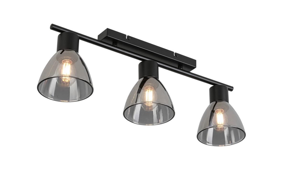 Stropna Svetilka Komol - črna/prosojno, Moderno, kovina/steklo (66/13/22cm) - Modern Living