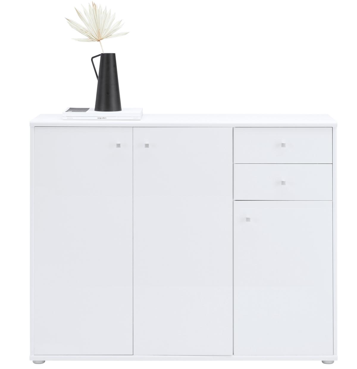 Komoda Tempra 2, Bela - bela/barve aluminija, Konvencionalno, umetna masa/leseni material (108,8/85,5/34,8cm) - Mömax