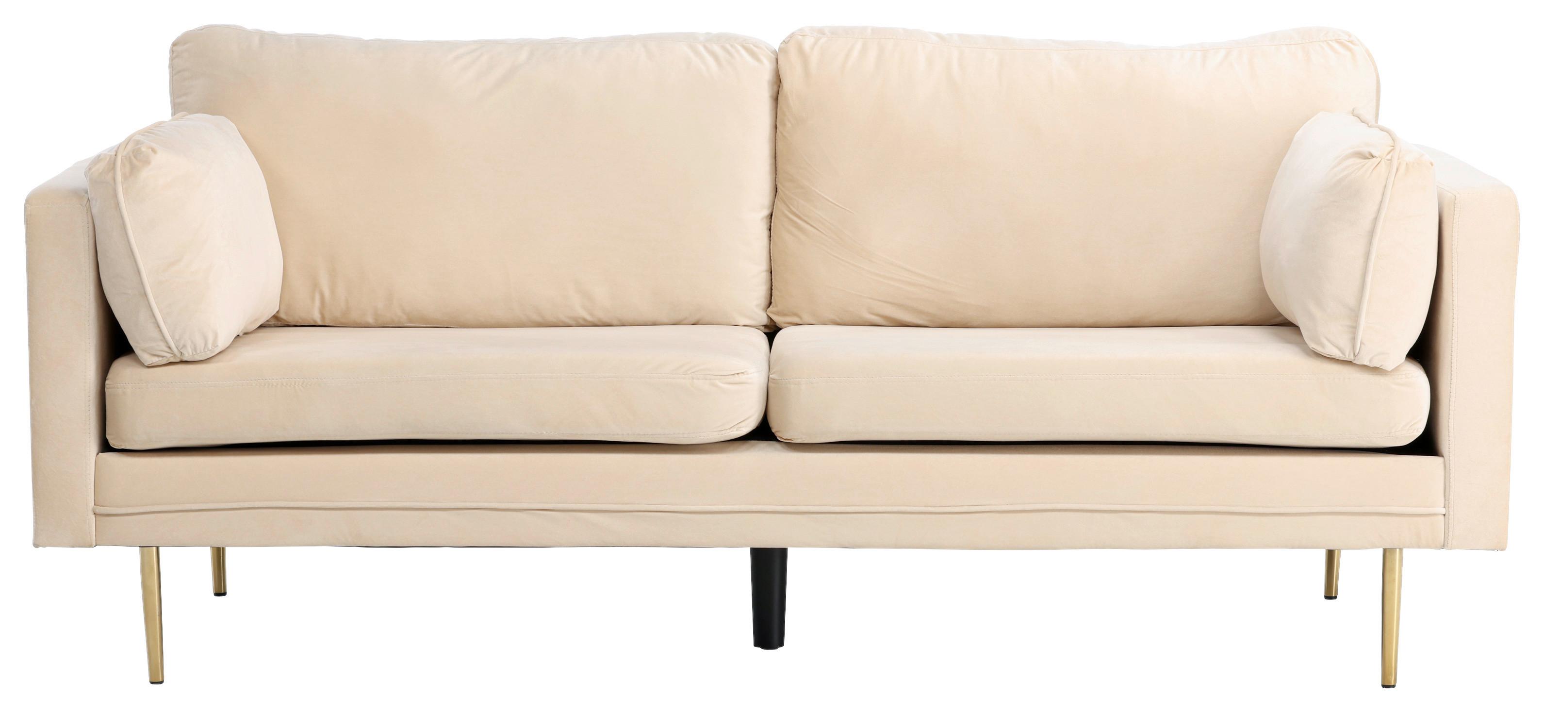 2-SITZER-SOFA BOOM - Beige/Goldfarben, Design, Textil/Metall (203/84/90cm) - Livetastic