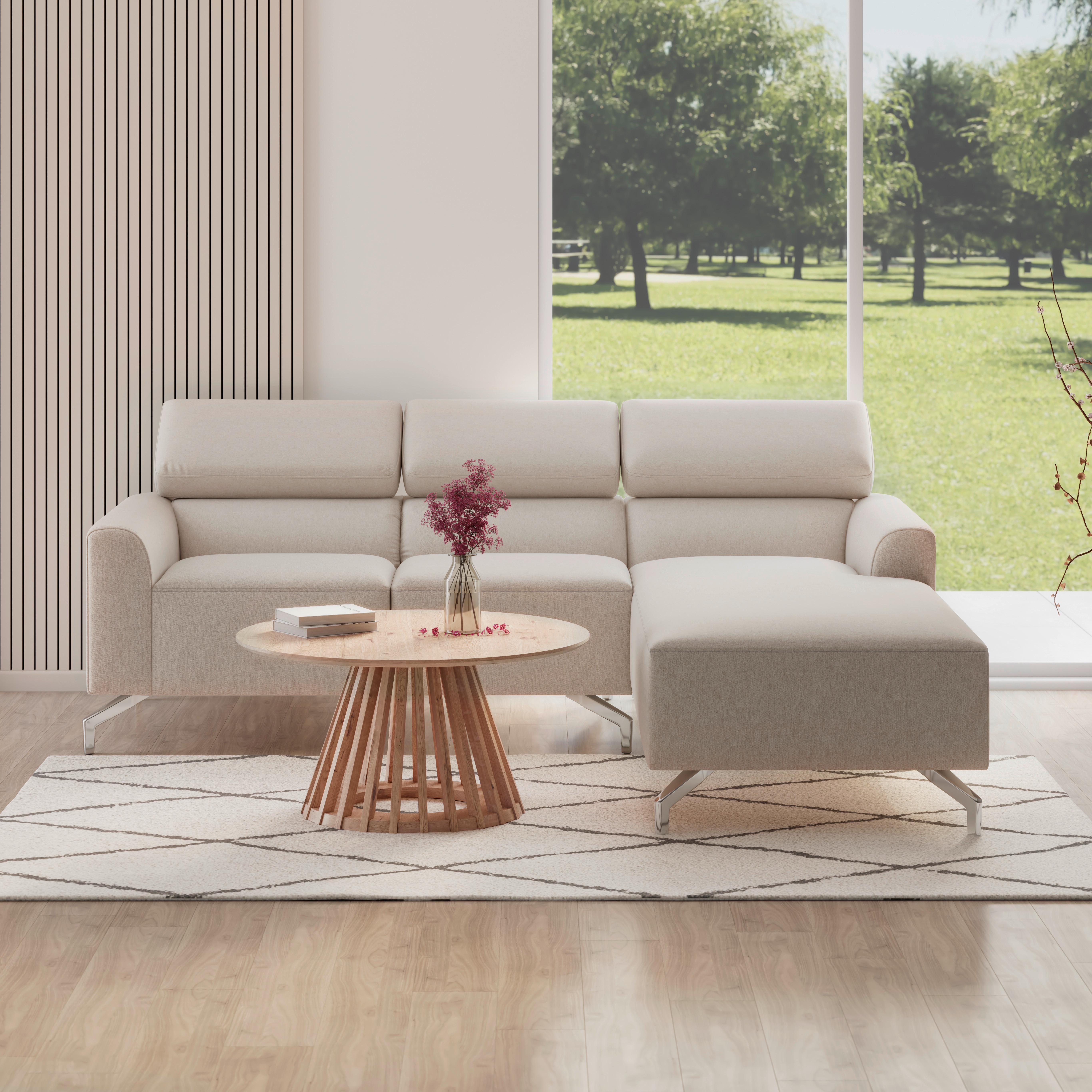 Sedežna Garnitura Filou - srebrne barve/bež, Moderno, kovina/tekstil (211/71/146cm) - Bessagi Home