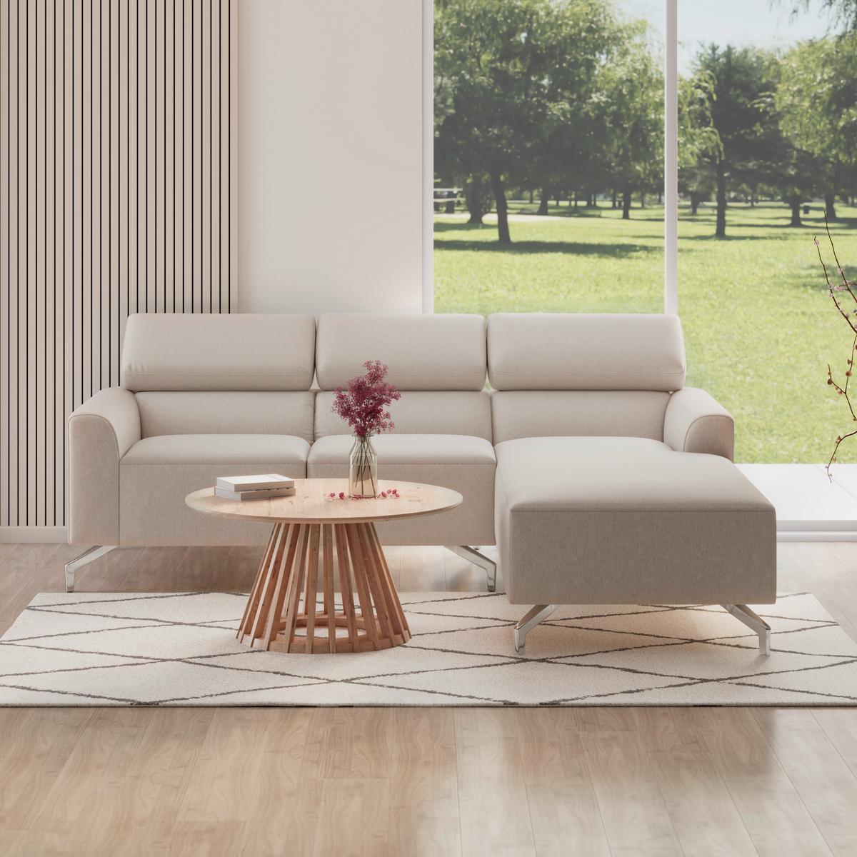 Sarokkanapé Fibu - bézs, Modern, textil/fa (211/71/146cm) - Bessagi Home
