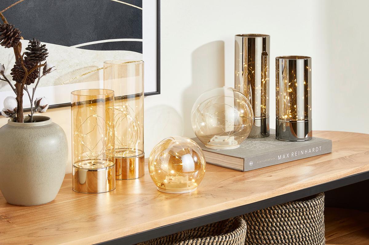 KOLUMNA DEKORACYJNA JP16873 - szary, Lifestyle, szkło (9/20cm) - X-Mas