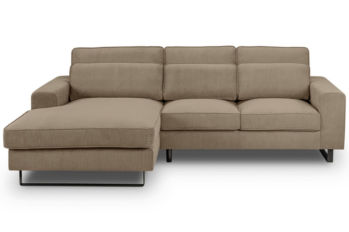 Ecksofa Bolivia Braunbeige Cord - Beige/Beigebraun, Basics, Holzwerkstoff/Textil (276/183cm) - MID.YOU