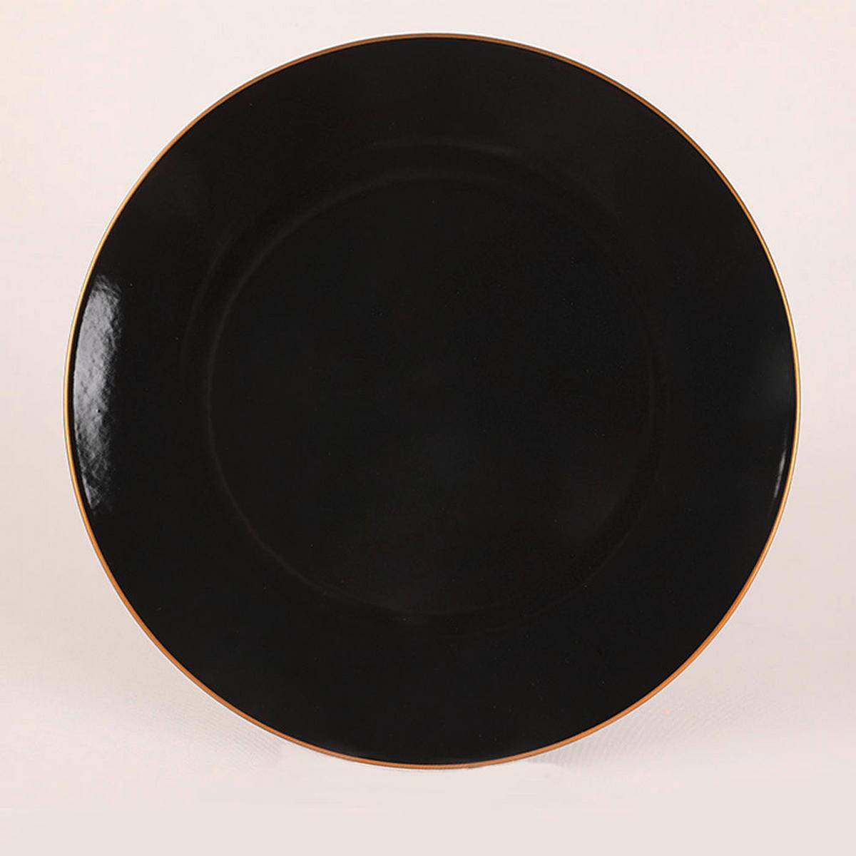 SERWIS OBIADOWO-ŚNIADANIOWY LUSAKA - czarny/kolor złoty, Basics, ceramika (19/19/19cm)