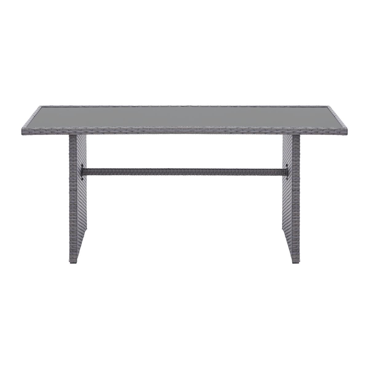 Loungegarnitur-Set Marrakesch 2 Grau aus Kunststoffgeflecht - Hellgrau/Schwarz, Modern, Glas/Kunststoff (240/70/181cm) - Mömax