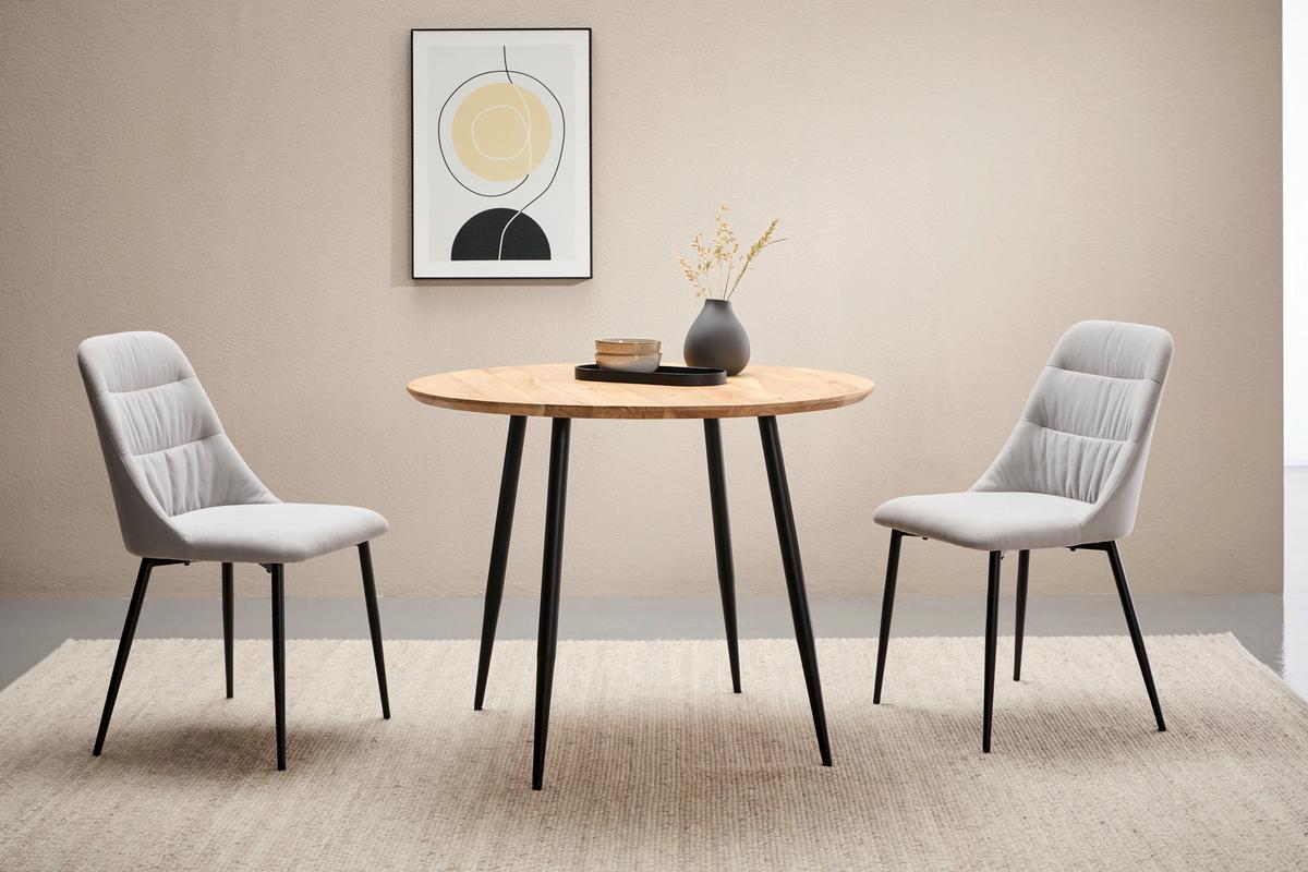 STÓŁ DO JADALNI MALLORCA -EXKLUSIV- - kolor akacjowy/czarny, Lifestyle, metal/drewno (100/100/76cm) - Stylife