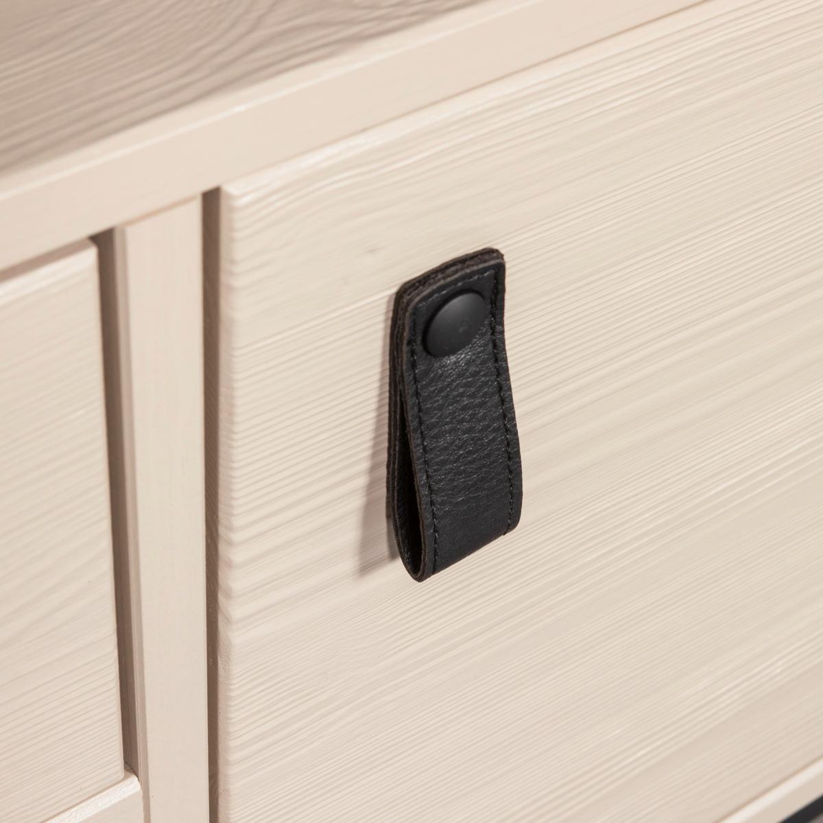 Lowboard Silas Hellgrau - Hellgrau/Schwarz, Design, Leder/Holz (120/55/44cm) - Livetastic