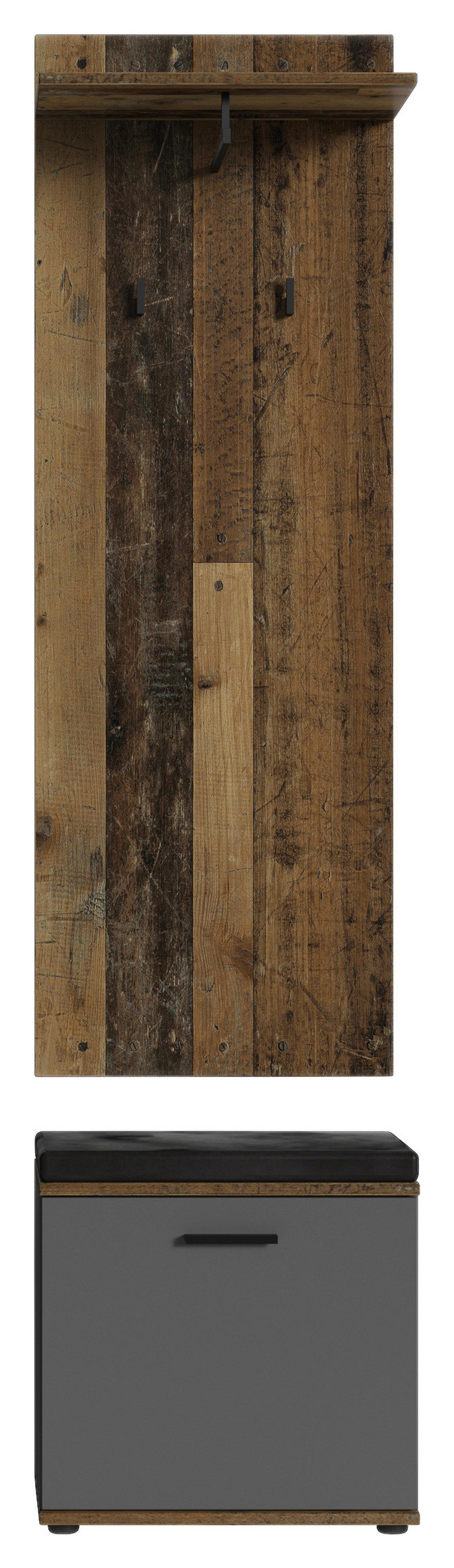 Garderobenbank Jakob ca. 48,5x49x30cm Anthrazit,Schwarz - Alteiche/Anthrazit, LIFESTYLE, Holzwerkstoff (48,5/49/30cm) - MID.YOU