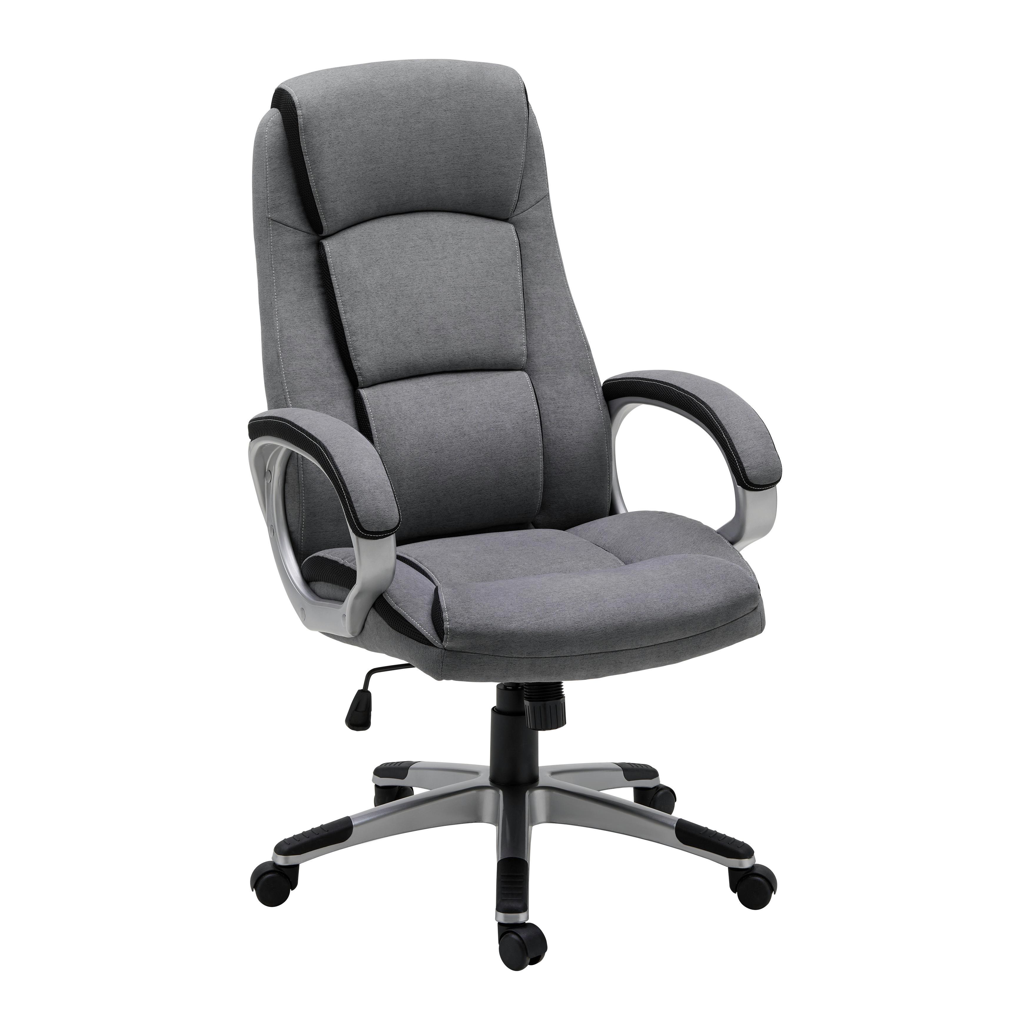 Chefsessel Nico Grau - Silberfarben/Schwarz, MODERN, Kunststoff/Textil (66/115-123/74cm) - Mömax