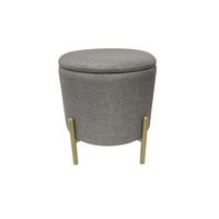 Hocker Logan Grau Samt mit Stauraum - Goldfarben/Grau, Design, Textil/Metall (36/40/36cm) - Echtwerk
