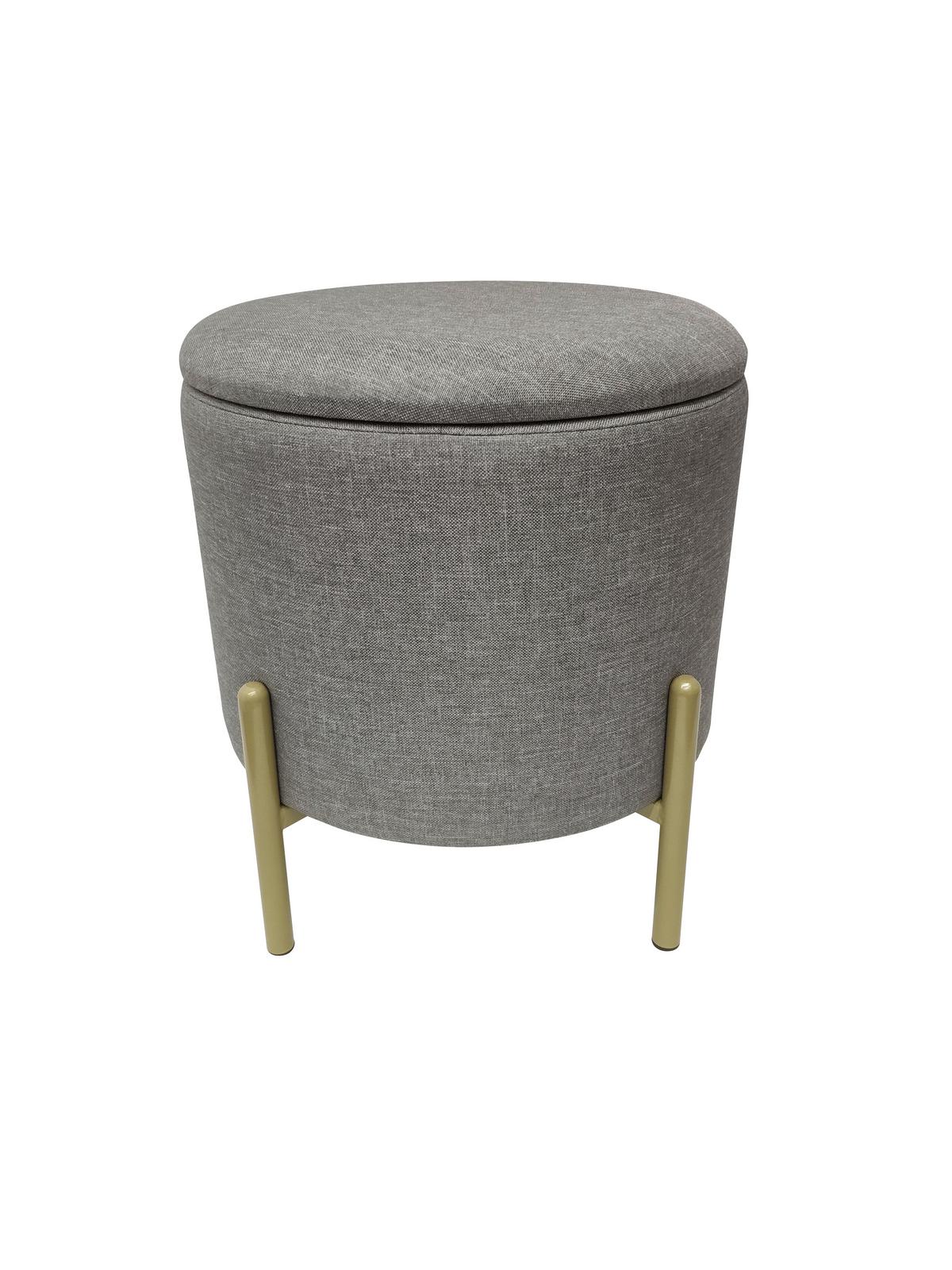 Hocker Logan Grau Samt mit Stauraum - Goldfarben/Grau, Design, Textil/Metall (36/40/36cm) - Echtwerk