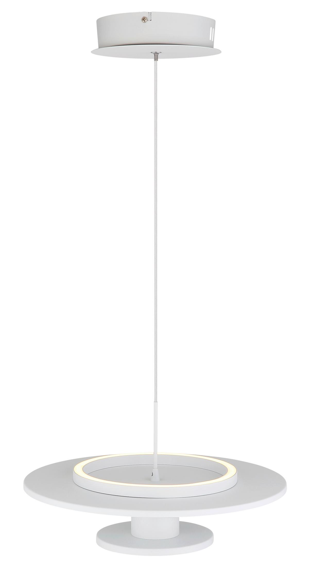 LED-Hängeleuchte Carter Weiß max. 24 Watt - Beige/Hellgrau, Basics, Kunststoff/Textil (38/150cm) - Globo