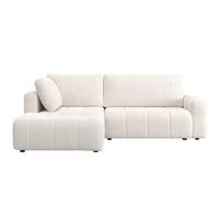 Ecksofa Weiss Cord - Weiss/Schwarz, Modern, Holz/Kunststoff (261/197cm) - Bessagi Home