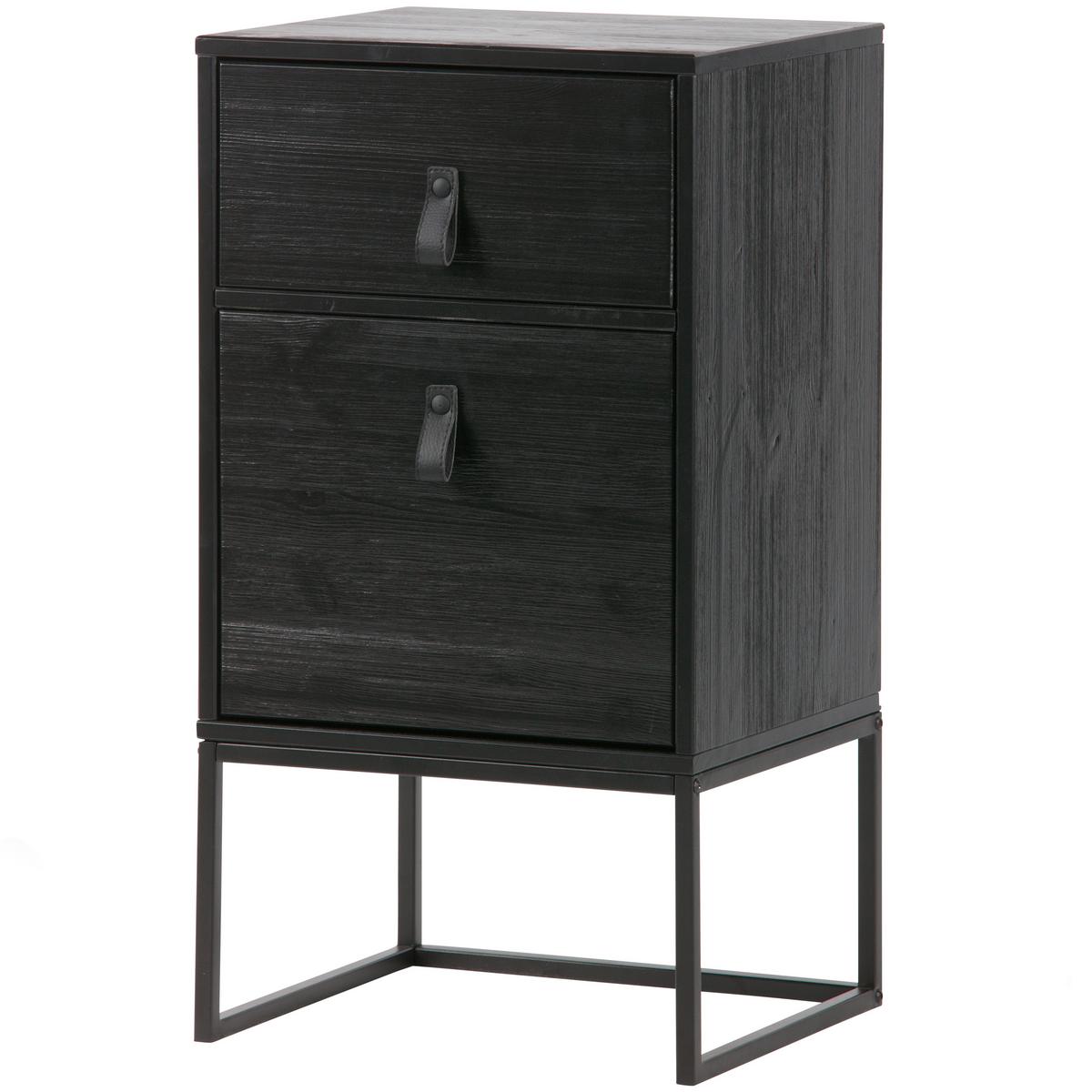 Nachtkästchen Zola Schwarz - Schwarz, Basics, Holz/Metall (74/40/35cm) - MID.YOU