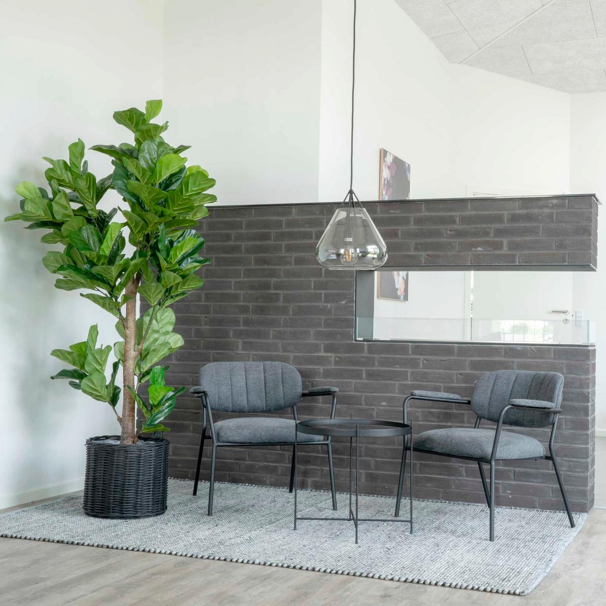 Kunstpflanze Fiddle Leaf Tree Grün - Hellbraun/Schwarz, Basics, Kunststoff (190cm)
