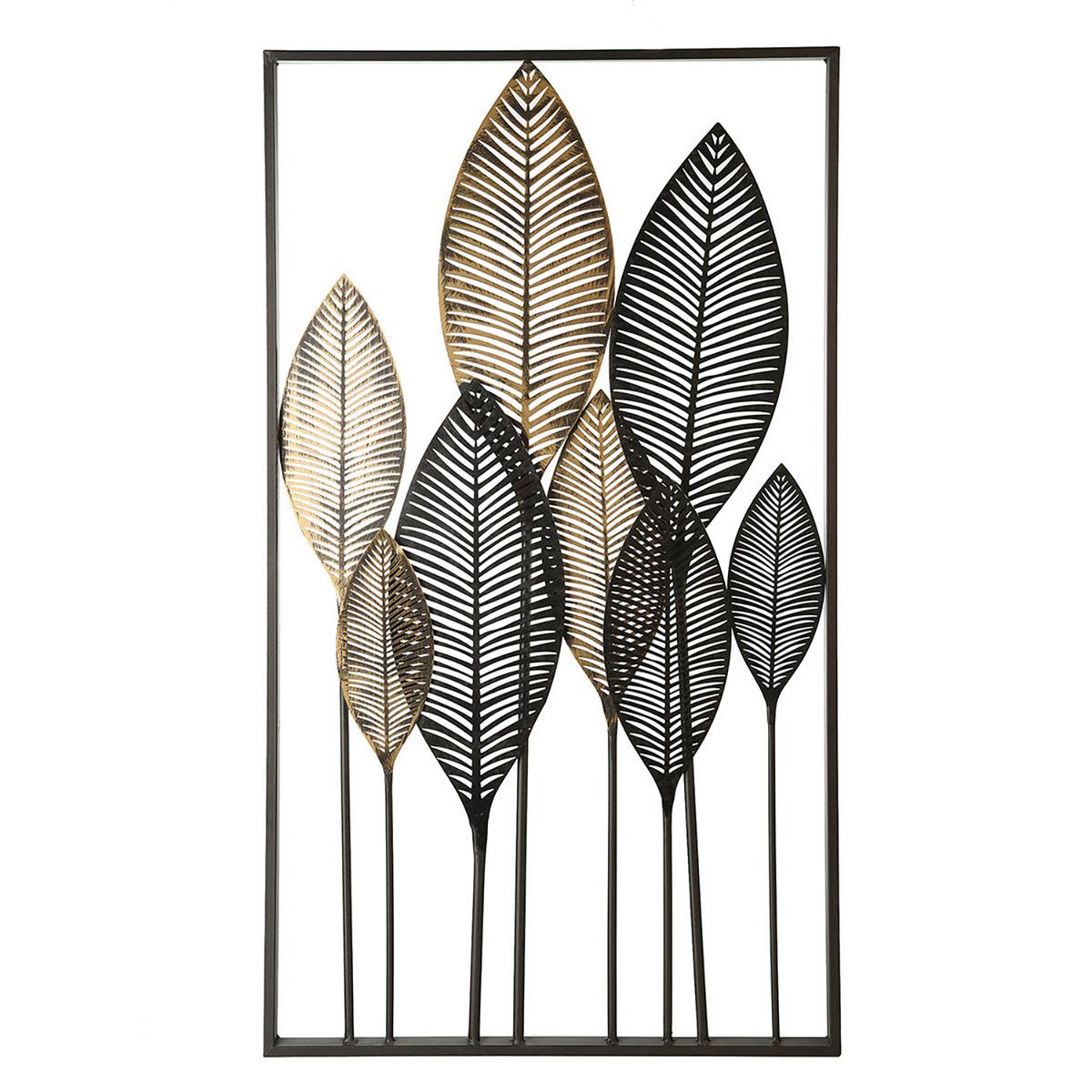 Metallbild Palmblätter Braun/Goldfarben ca. 53x95cm - Champagner/Goldfarben, Basics, Metall (53/95cm)