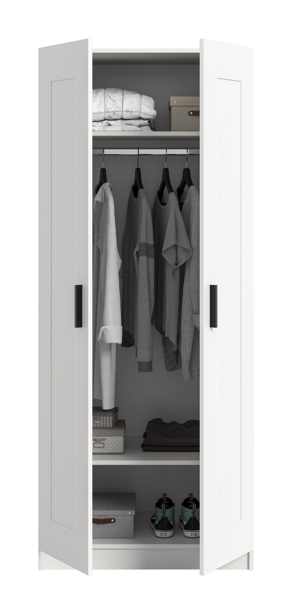 Drehtürenschrank Visby Weiß - Schwarz/Weiß, ROMANTIK / LANDHAUS, Holzwerkstoff/Kunststoff (80/195/56cm) - Livetastic