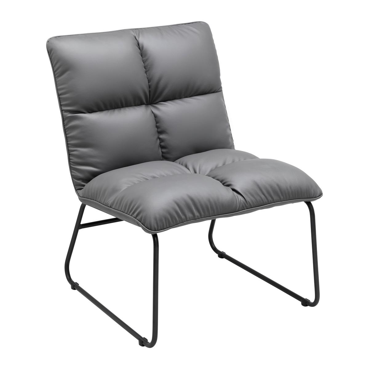 Sessel Eleina Grau Lederlook - Schwarz/Grau, MODERN, Textil/Metall (71/82/70cm) - Bessagi Home