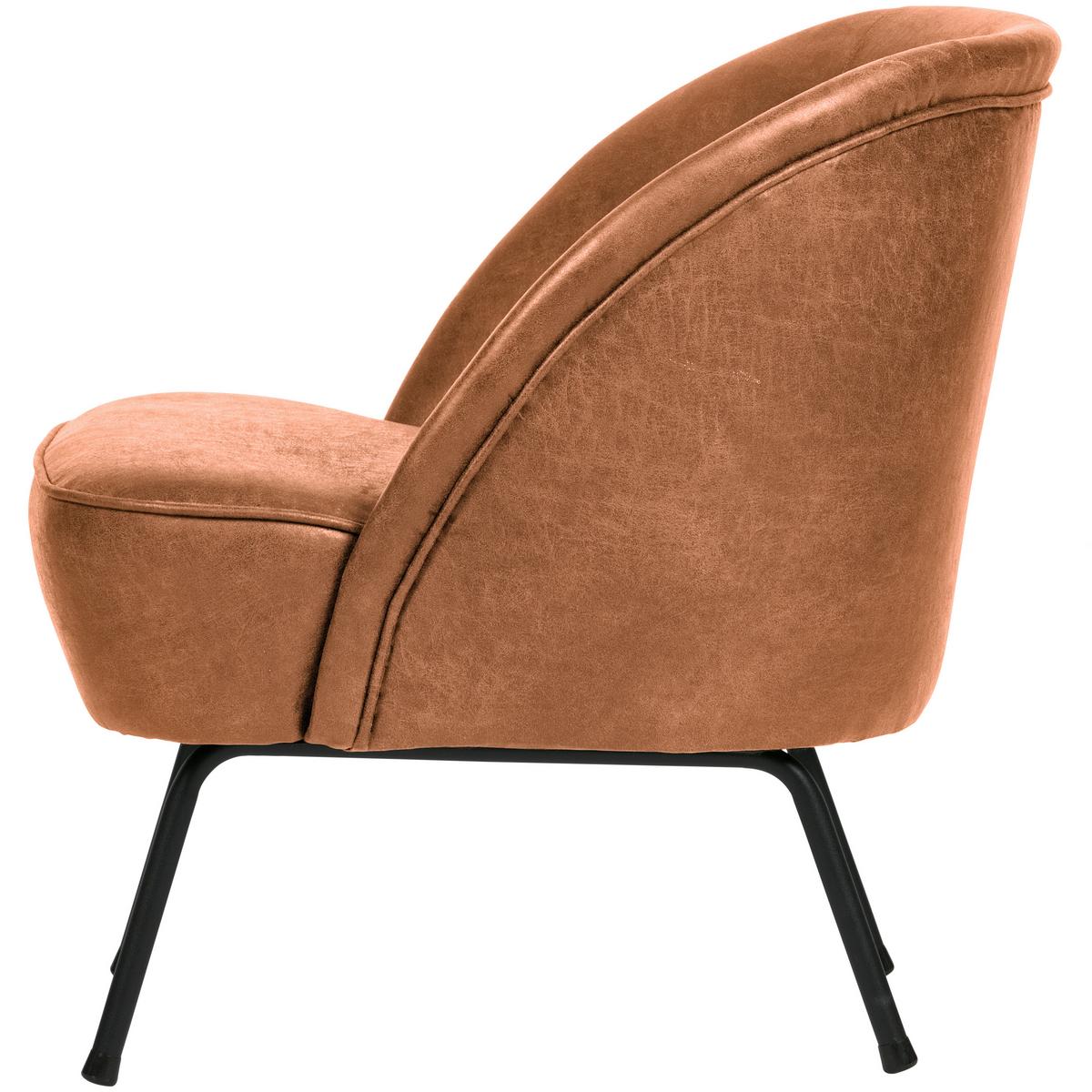 SESSEL Vogue Cognac B: 57cm - Cognac/Schwarz, Design, Leder/Textil (57/69/70cm) - Livetastic