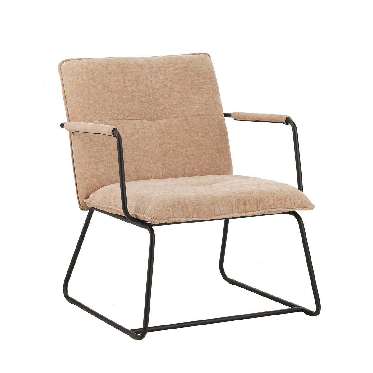 Naslanjač Bilbao, Bež - črna/bež, Moderno, kovina/tekstil (65/80/68cm) - MID.YOU