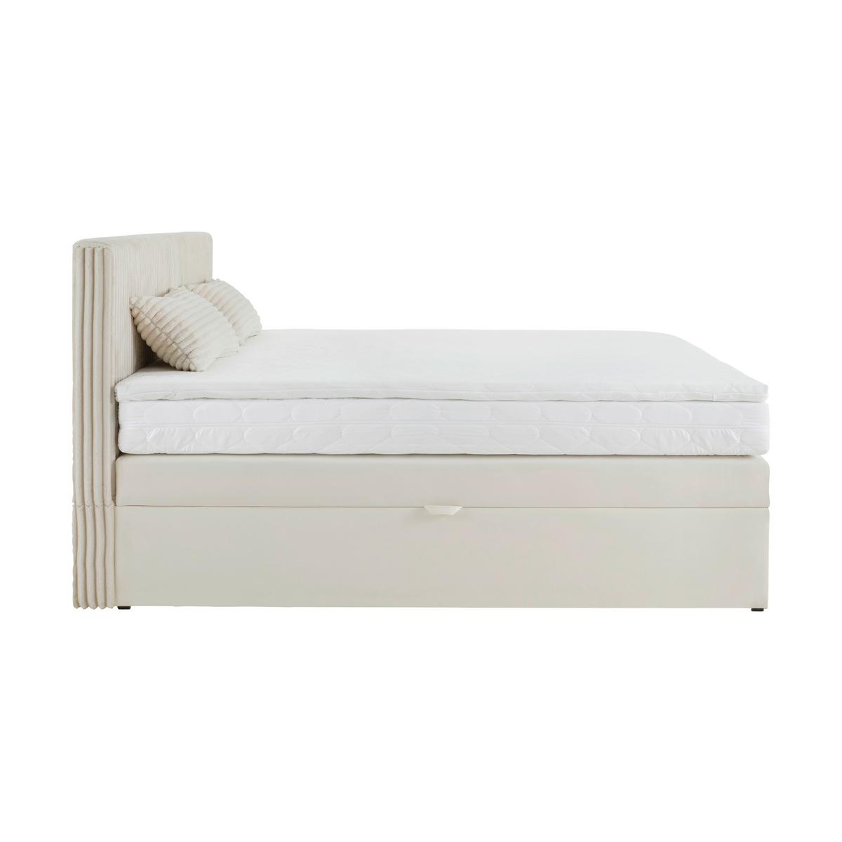 Boxspringbett Rossa in Beige ca. 180x200cm - Beige/Schwarz, KONVENTIONELL, Holzwerkstoff/Kunststoff (180/200cm) - Mömax