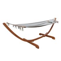 Hängematte Madeira ca. 195x80x108 cm Braun, Grau - Eukalyptusholzfarben/Braun, MODERN, Holz/Textil (195/80/108cm) - Gardenson