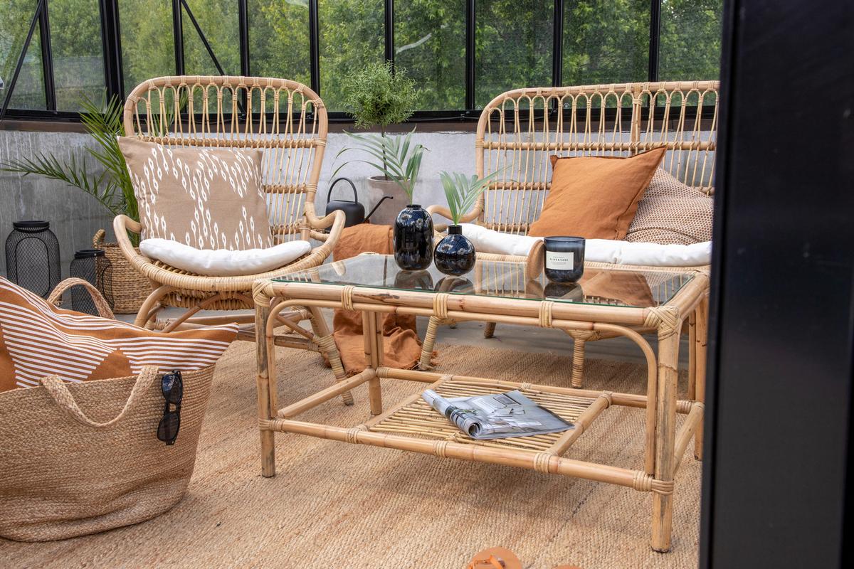 Loungegarnitur Ella Rattan Braun - Braun, KONVENTIONELL, Holz - Gardenson