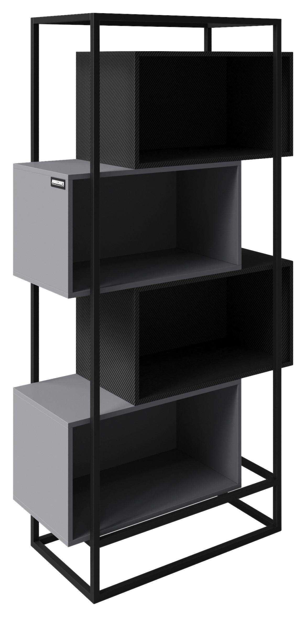 Regal Minecraft ca. 70x164x38 cm Schwarz/Grau - Schwarz/Grau, MODERN, Holzwerkstoff/Metall (70/164/38cm) - Minecraft