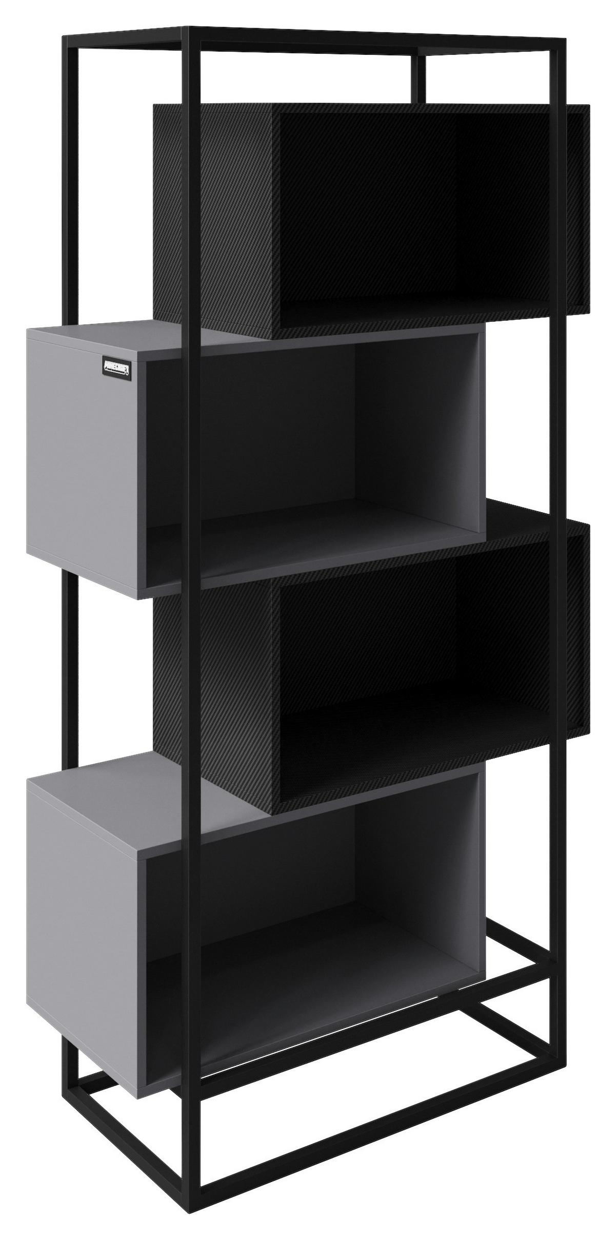 Regal Minecraft ca. 70x164x38 cm Schwarz/Grau - Schwarz/Grau, MODERN, Holzwerkstoff/Metall (70/164/38cm) - Minecraft
