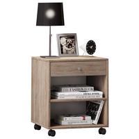 Nočna Omarica Rolda, Barva Hrasta - srebrne barve/črna, Moderno, umetna masa/leseni material (45/54/38cm) - MID.YOU