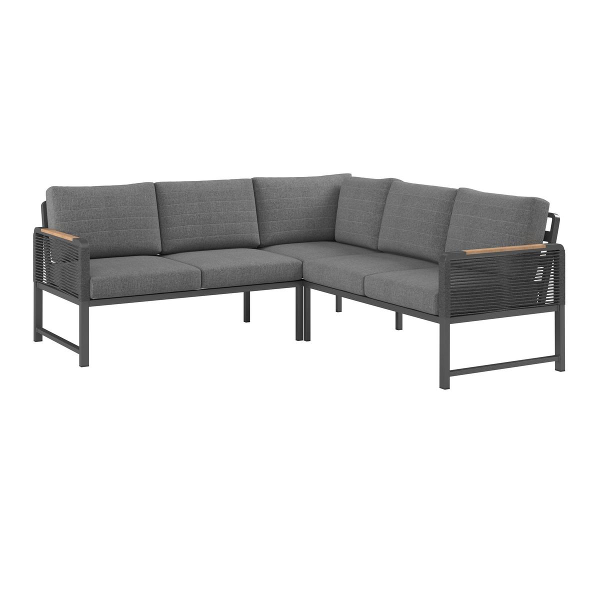 Loungegarnitur Washington Grau/naturfarben, 4-Teilig - siva/naravne barve, Moderno, kovina/umetna masa (192,5/72/73cm) - Mömax