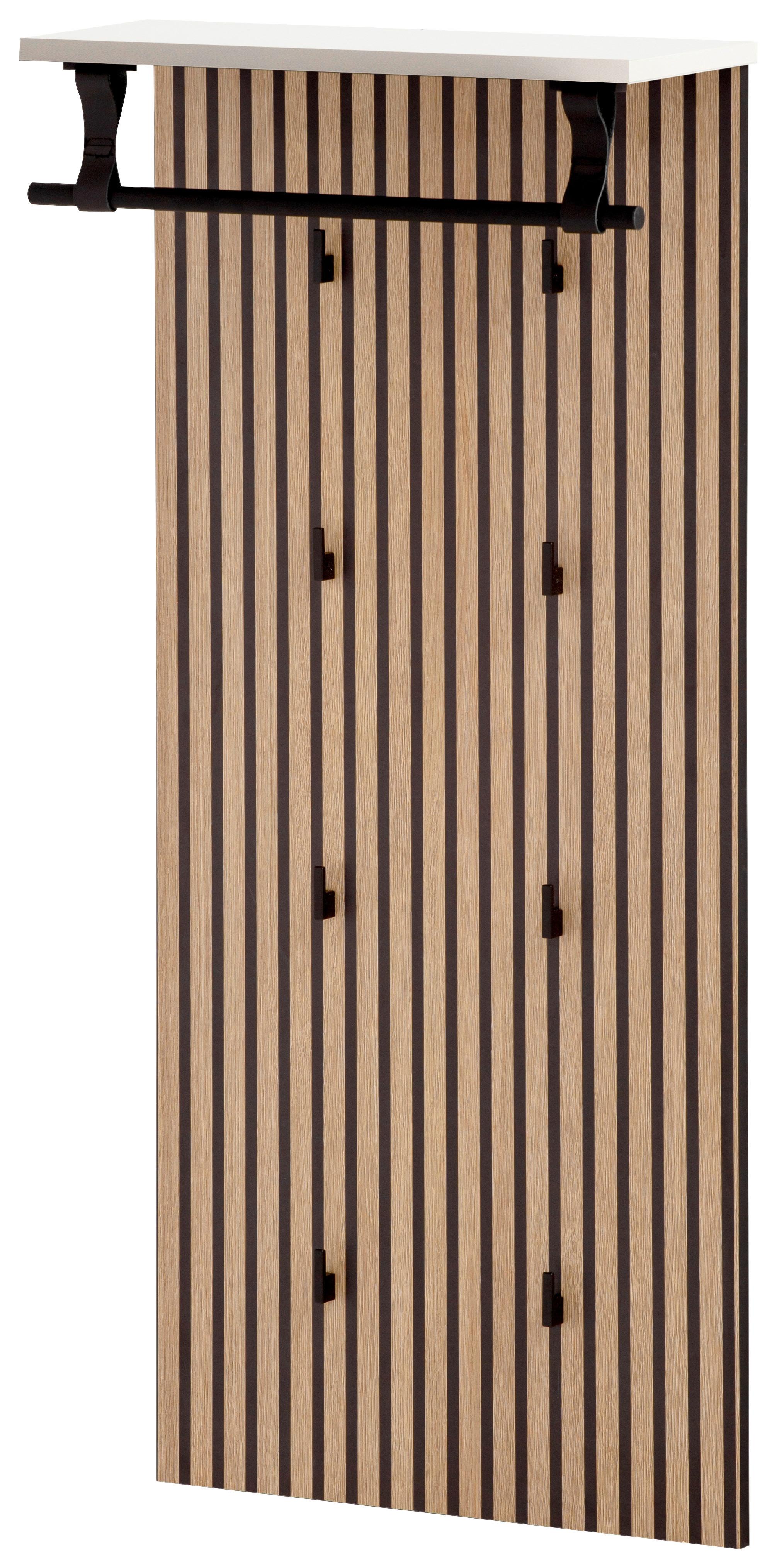 Garderobni Panel Loft, Črna, Barva Hrasta - črna/barve hrasta, Design, leseni material (50/110,6/20,9cm) - MID.YOU