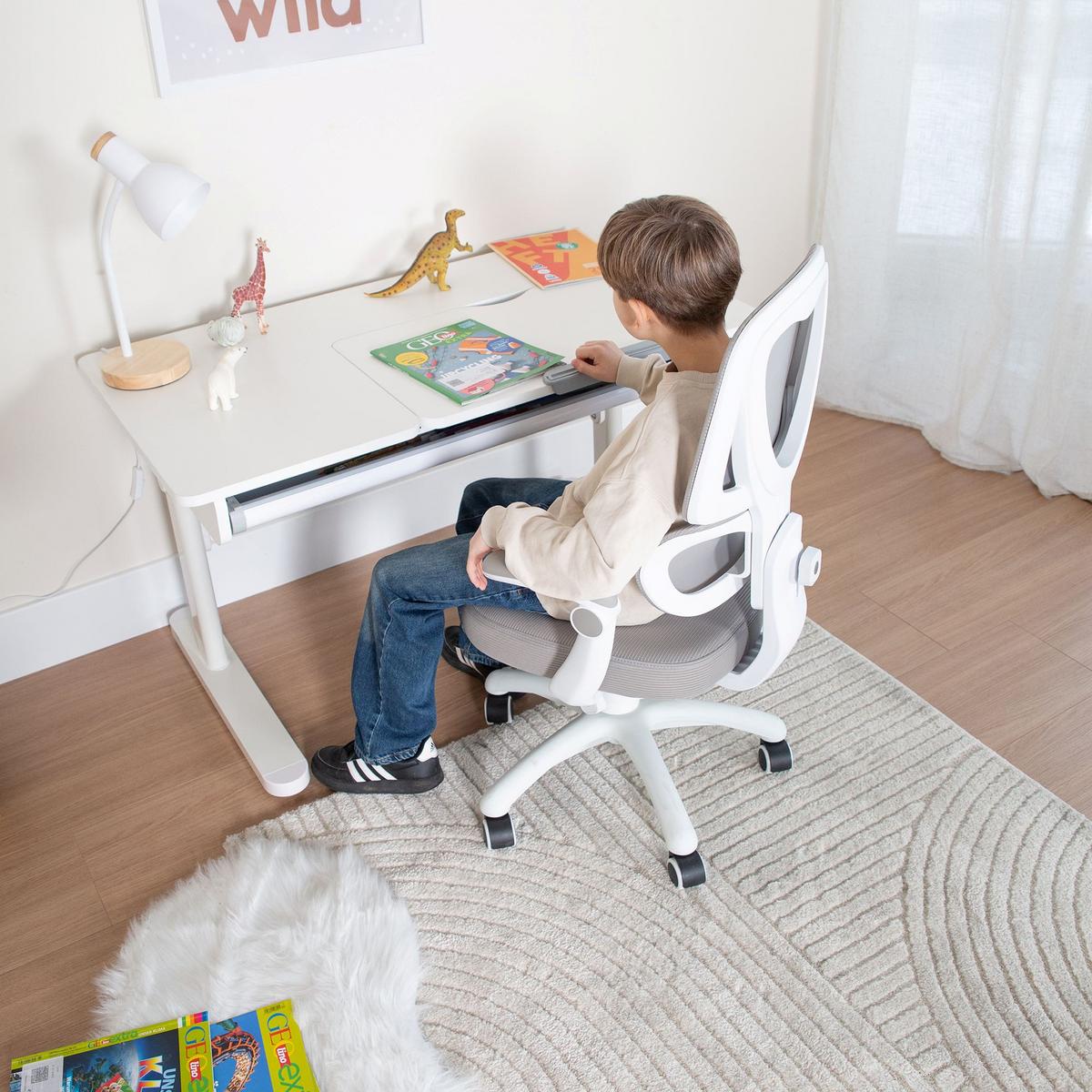 Ifjúsági Forgószék Smart Grow - fehér/szürke, Modern (55/89-104/45cm) - Roba