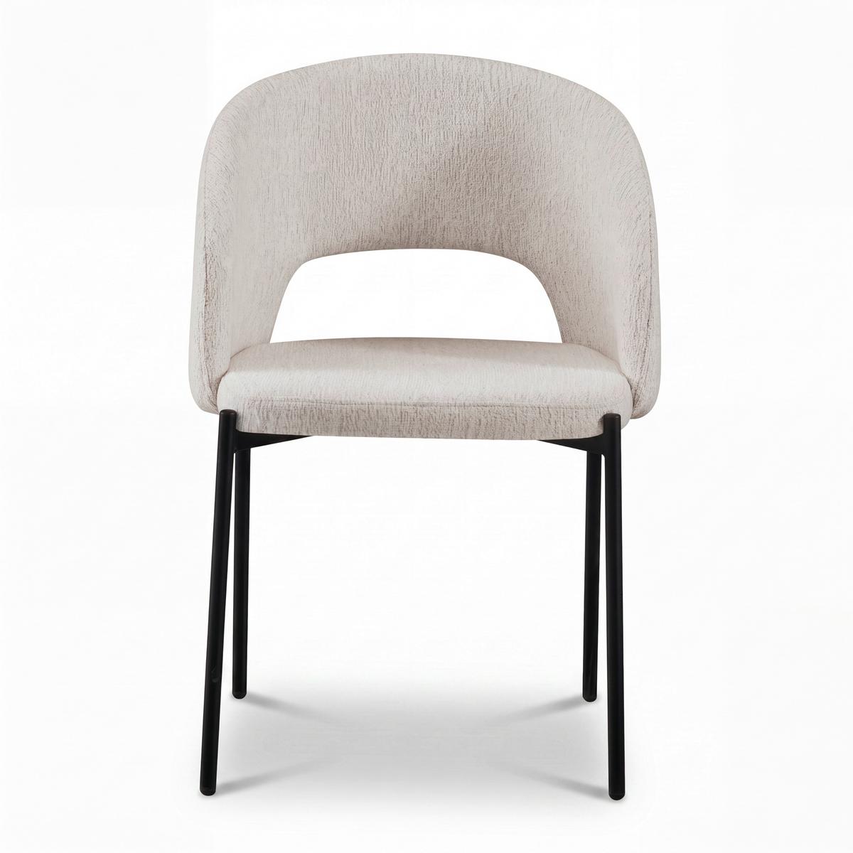 Stuhl Nadiya Creme Leinenoptik Gepolstert - Creme/Schwarz, MODERN, Holz/Textil (52/78/56cm) - Bessagi Home