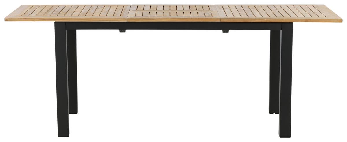 Gartentisch Panama ca. 210x90 cm Schwarz/Teakholz - Schwarz/Teakfarben, KONVENTIONELL, Holz/Metall (210/90/75cm) - Gardenson