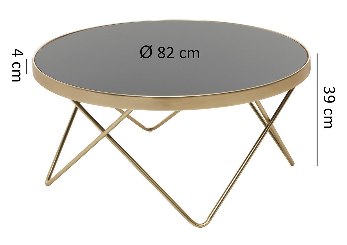 Klubska Miza Dana - zlate barve/črna, Design, kovina/steklo (82/82/39cm) - MID.YOU