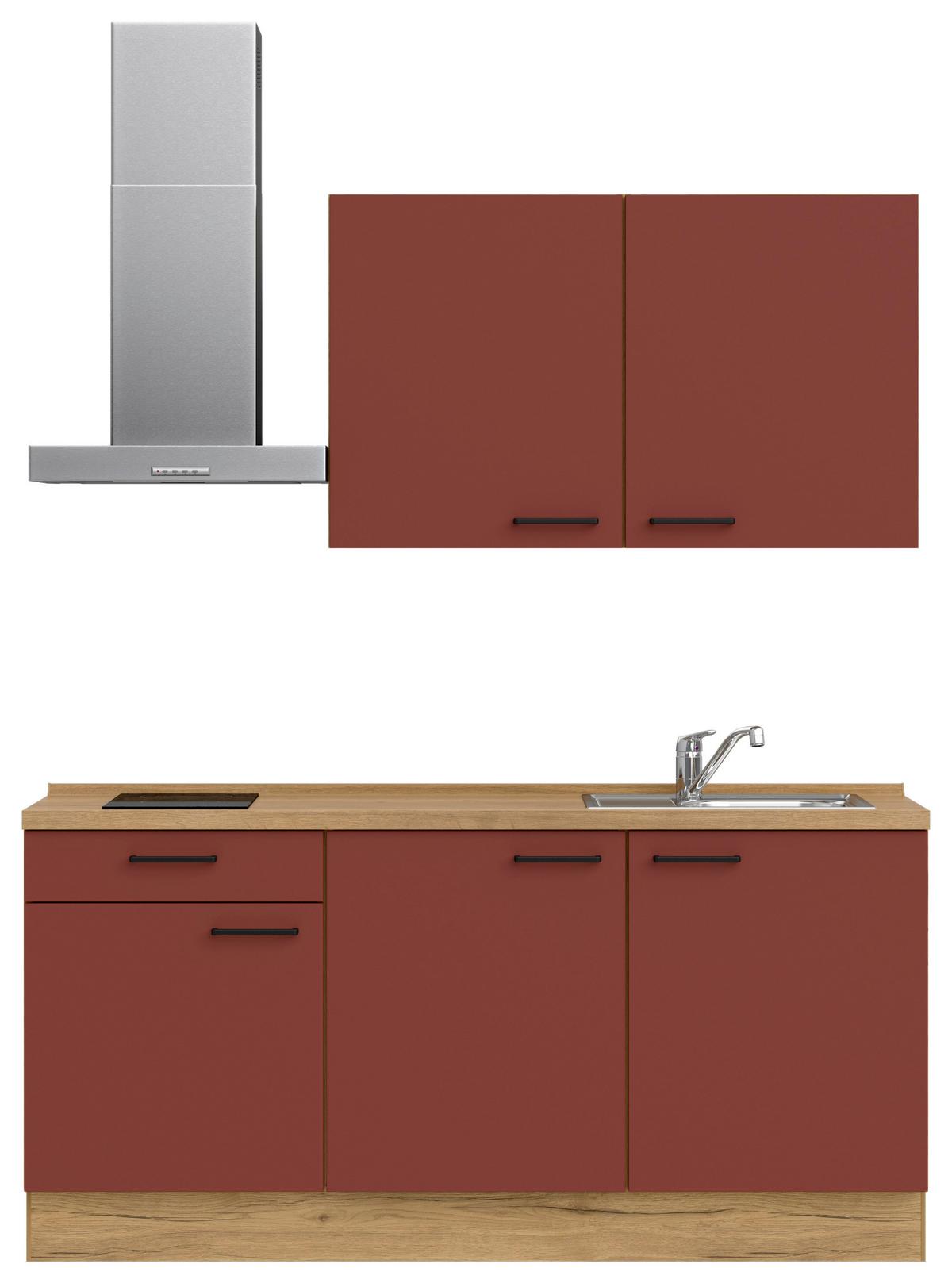 Küchenleerblock Easytouch Low o. Geräte Rot - Eichefarben/Rot, MODERN, Holzwerkstoff/Metall (180cm) - Nobilia